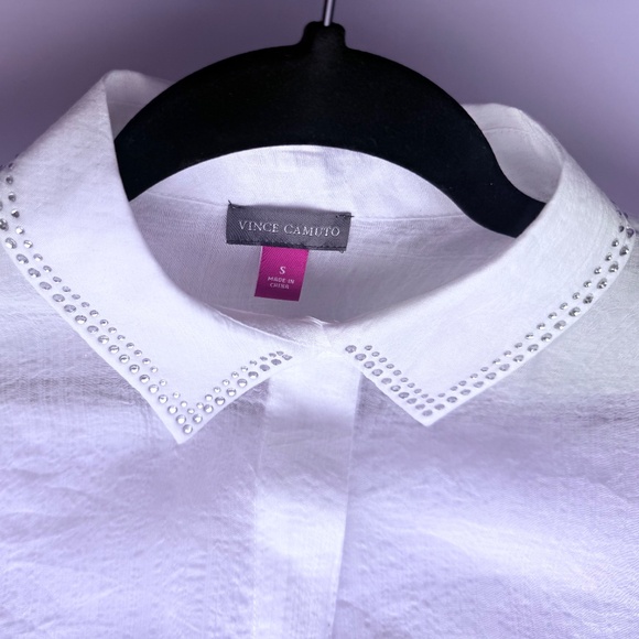 NWT Vince Camuto (S) sheer white button front shirt women's breezy fabric - Picture 4 of 10